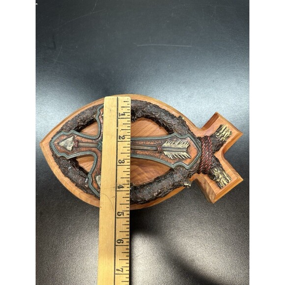 Wood-Resin Cross/ Fish Design  Religious Christian Decor - Picture 8 of 8